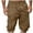 Coffee, variant on Titcea Mens Shorts Solid Color Straight Buttons Zipper Elastic Cargo Pants Multi Pockets Casual Half Trunks Beach Shorts