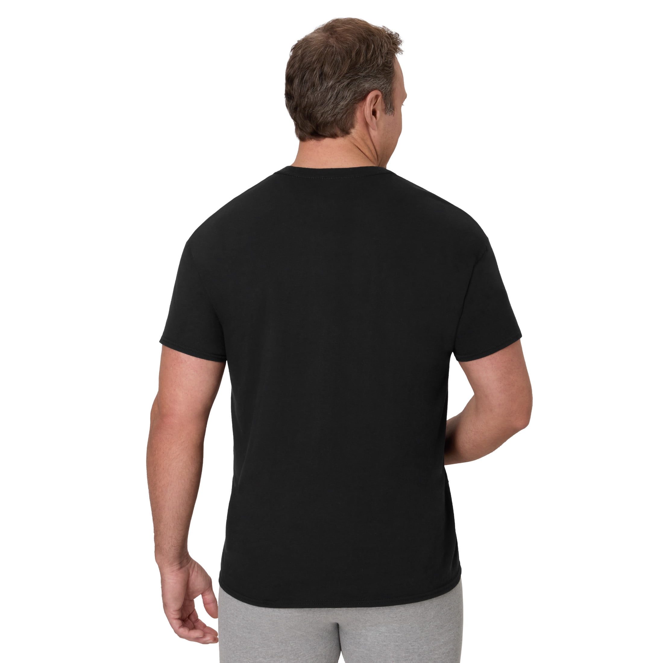 Hanes Tall Man T-Shirt, 3-Pack, Long Length Cotton Undershirt, Black/Grey (Big & Tall Sizes)