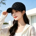 thumbnail image 4 of LSONABXA Black Baseball Caps for Women Vertical Pearl Knit Baseball Cap Fresh Casual Hat Muslim Hat for Women, 4 of 4