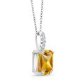 thumbnail image 2 of Gem Stone King 2.91 Ct Yellow Citrine White Diamond 925 Sterling Silver Pendant with Chain, 2 of 5