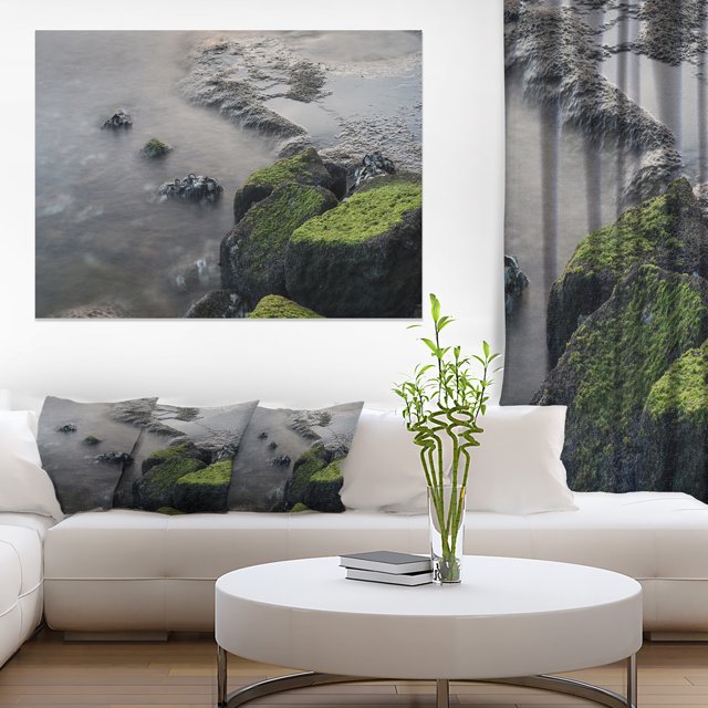 Green Rocks in Beautiful Sydney Coastline - Large Seashore Canvas Print