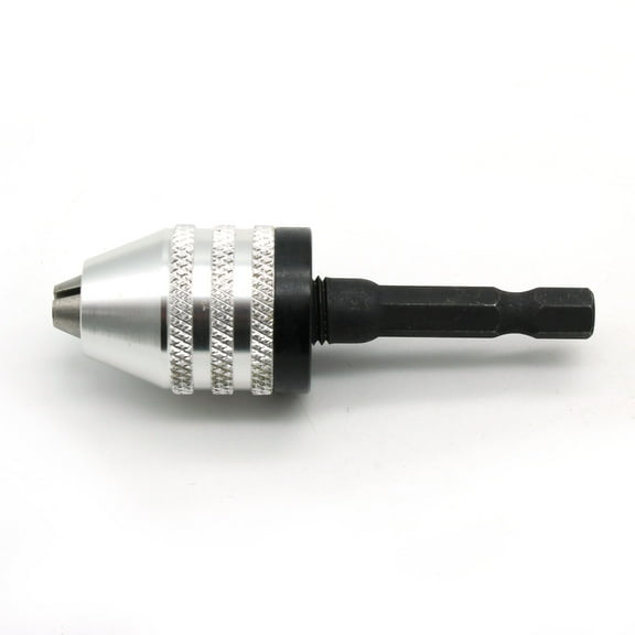 TMAX Silver Keyless Chuck Adapter 1/4 Inch Hex Shank To Conventional or Microsize Drill Bit 1/32 Inch to 1/4 Inch