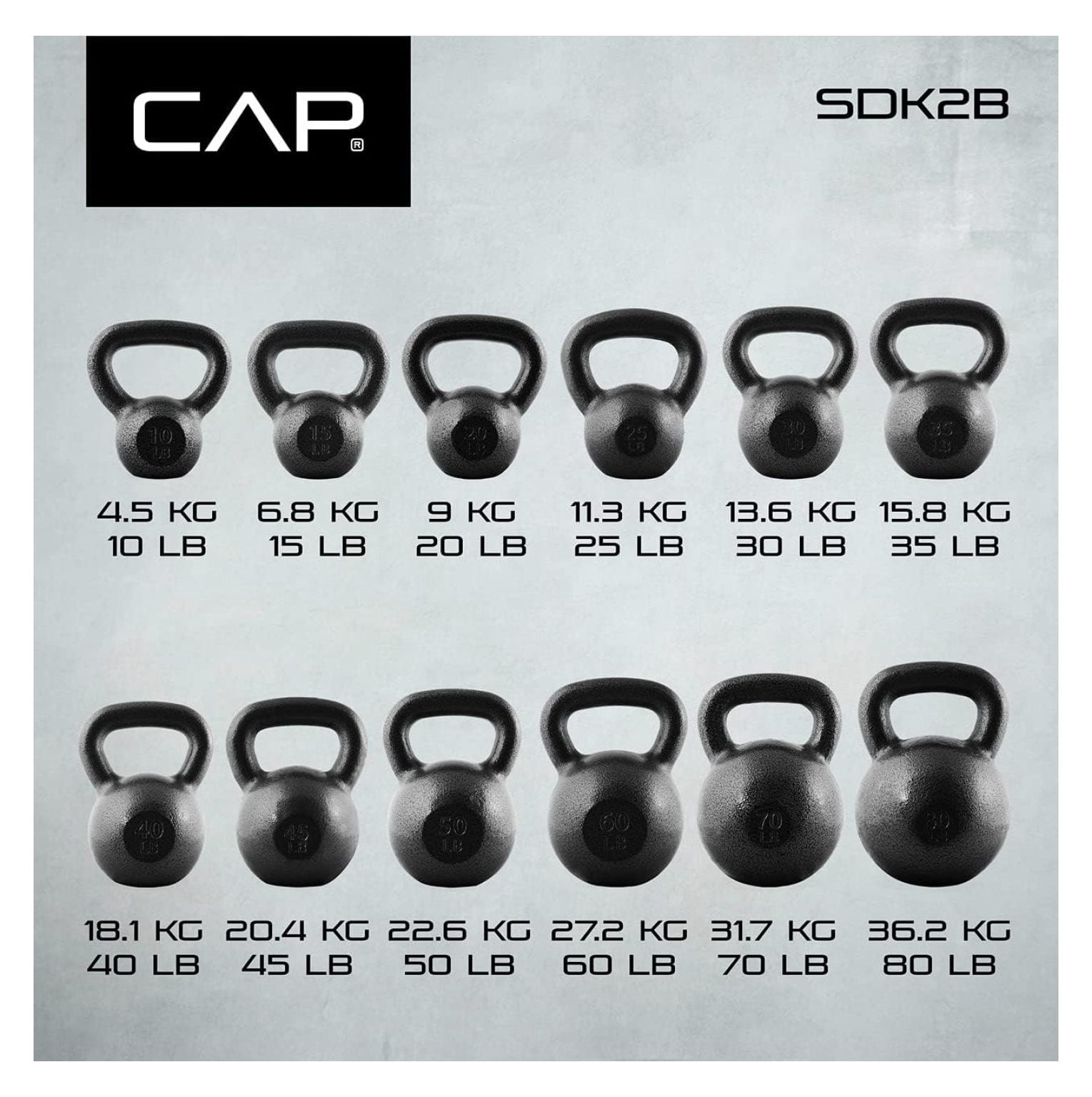 Hammerstone Painted Cast Iron Kettlebells, Home & Gym Equipment, Great for Strength Training, Full Body Workout & Crossfit Training, Color & Size Available in 10-80 Pounds