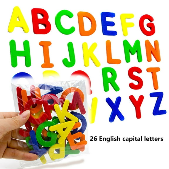 KOYPTL Alphabet Letters Set for Toddlers Preschool 1 2 3 Years Old,26 pcs Montessori Educational Colorfull Fridge Magnets,Floating Baby Bath Toys Board Stickers Learning Toy Gift for Christmas Shower