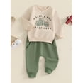 thumbnail image 3 of Nygoyerh Little Boys Fall Outfit 6M 12M 18M 2T 3T 4T Letter Print Playwear Crew Neck Long Sleeve Tops +  Pants Set Toddler Sets Baby Clothing, 3 of 7