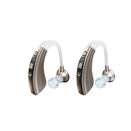 Pack of Two Britzgo Hearing Aid Amplifier BHA-220, 500hr Battery Life, "FDA Approved", Silver