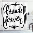 thumbnail image 1 of Best Friend Shower Curtain, Friends Forever Motivation Lettering Monochrome Cute Illustration, Fabric Bathroom Set with Hooks, 69"WX70"L, Charcoal Grey and White, by Ambesonne, 1 of 3
