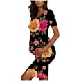 thumbnail image 3 of breaise Summer Maternity Dresses,Women‘s Floral Side Ruch Bodycon Dress Short Sleeve Baby Shower Dress Casual Lounge Pregnancy Dress, 3 of 6