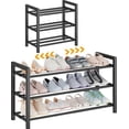 thumbnail image 1 of Organizador metálico expandible de 3 niveles Detsuk para zapatos, negro, 1 of 7