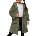 thumbnail image 2 of Hicidod Kids Fleece Jacket Hooded Faux Fur Long Winter Sherpa Coats Fashion Solid Soft Cozy Thick Warm Girls Outerwear, 2 of 7