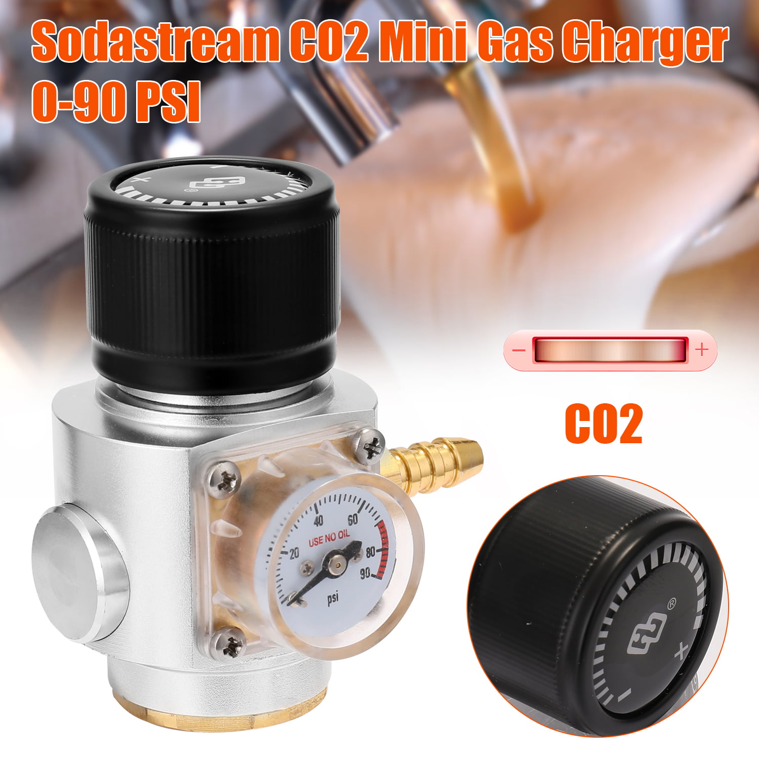Janhiny Sodastream CO2 Mini Gas Ladegerät 0-90 PSI Manometer für Sodawasser Bier Kegerator
