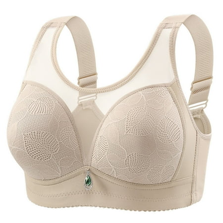 Gnurob Padded T Shirt Bras for Women Push Up Bralettes Lightly Lined Cups Bra No Underwire Brassiere Plus Size Widen Band Bralette Comfort Breathable Underwear Clearance Saving Gray 36/80