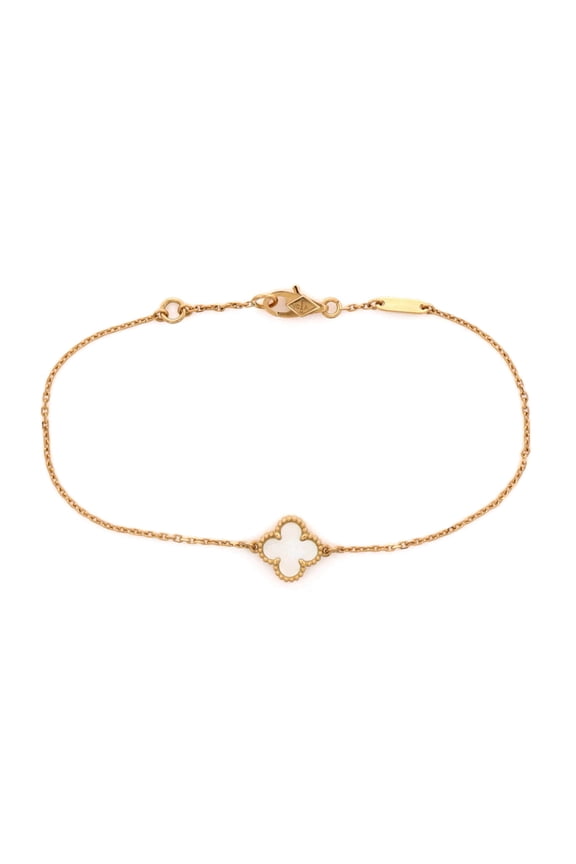 Pre-Owned Sweet Alhambra Bracelet 18K Yellow Gold and Mother of Pearl By Rebag
