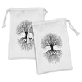 thumbnail image 1 of Tree of Life Fabric Pouch Set of 2, Plant Silhouette Roots and Branches Reflection Shadow Monochrome Illustration, Drawstring Bag for Toiletries Masks and Favors, 9" x 6", Black White, by Ambesonne, 1 of 2