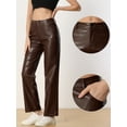 thumbnail image 2 of DARING DIVA Women's Faux Leather High Waist Straight Leg PU Punk Trousers XS Brown, 2 of 6