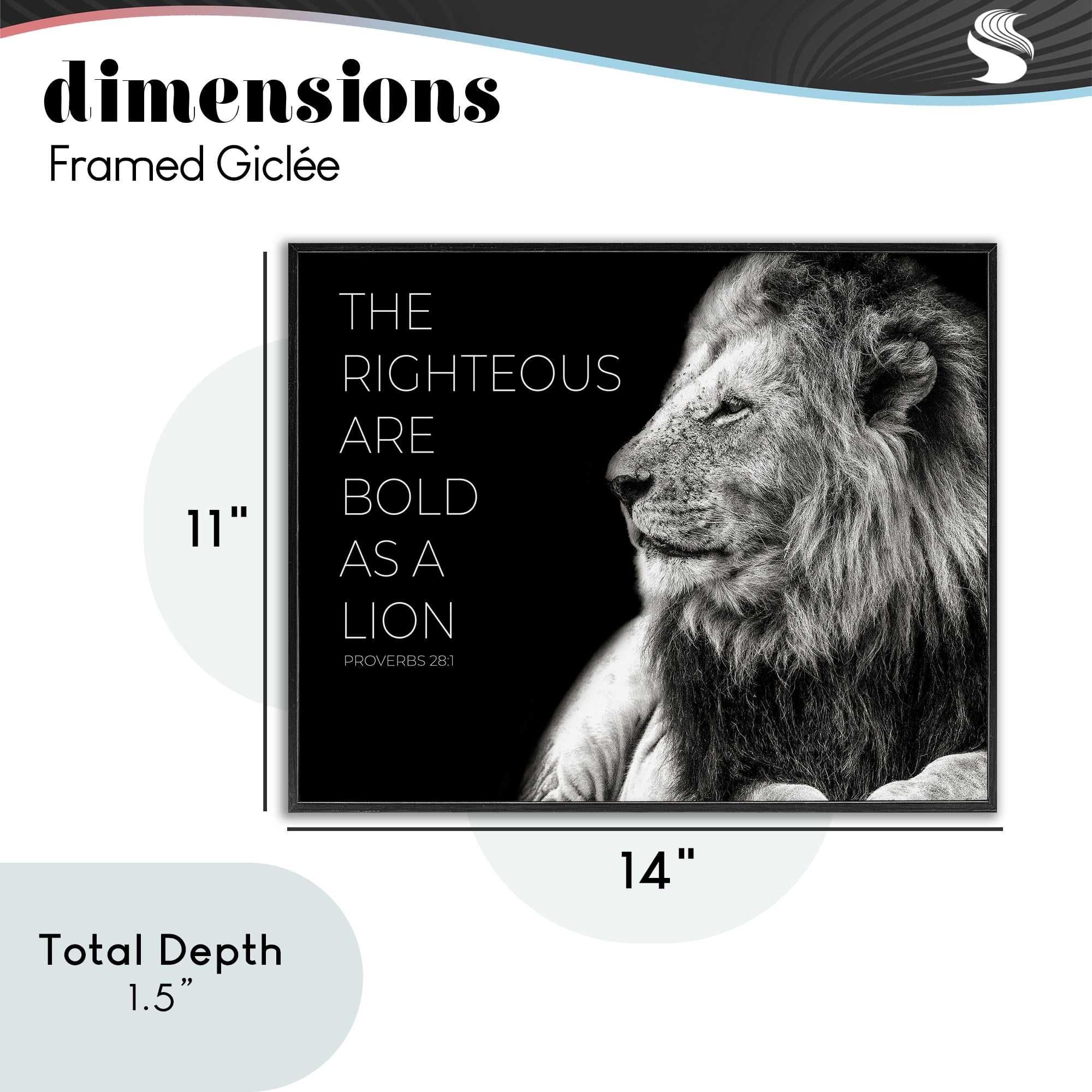 Stupell Industries The Righteous Bold As A Lion Black Framed Giclee Art, design by Shelley Lake