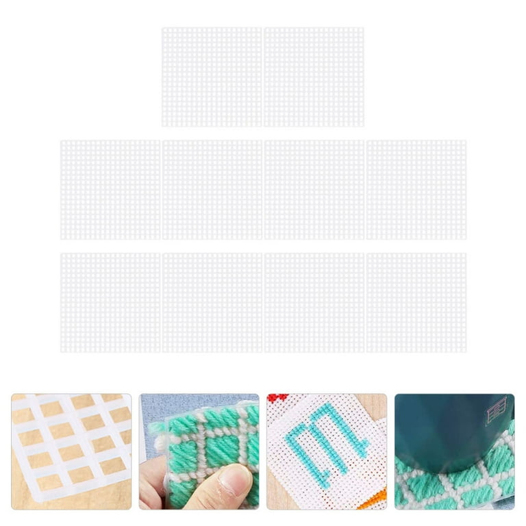 Frcolor 20pcs Square Mesh Plastic Canvas Sheet Cross Stitch Sewing