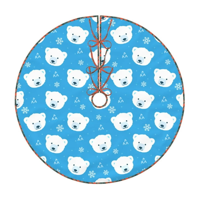 Fotbe Cute Polar Bear Pattern Christmas Tree Skirt, Tree Skirts Plush Christmas Decorations, Christmas Tree Skirts Xmas Decorations Holiday Party Decor-48"
