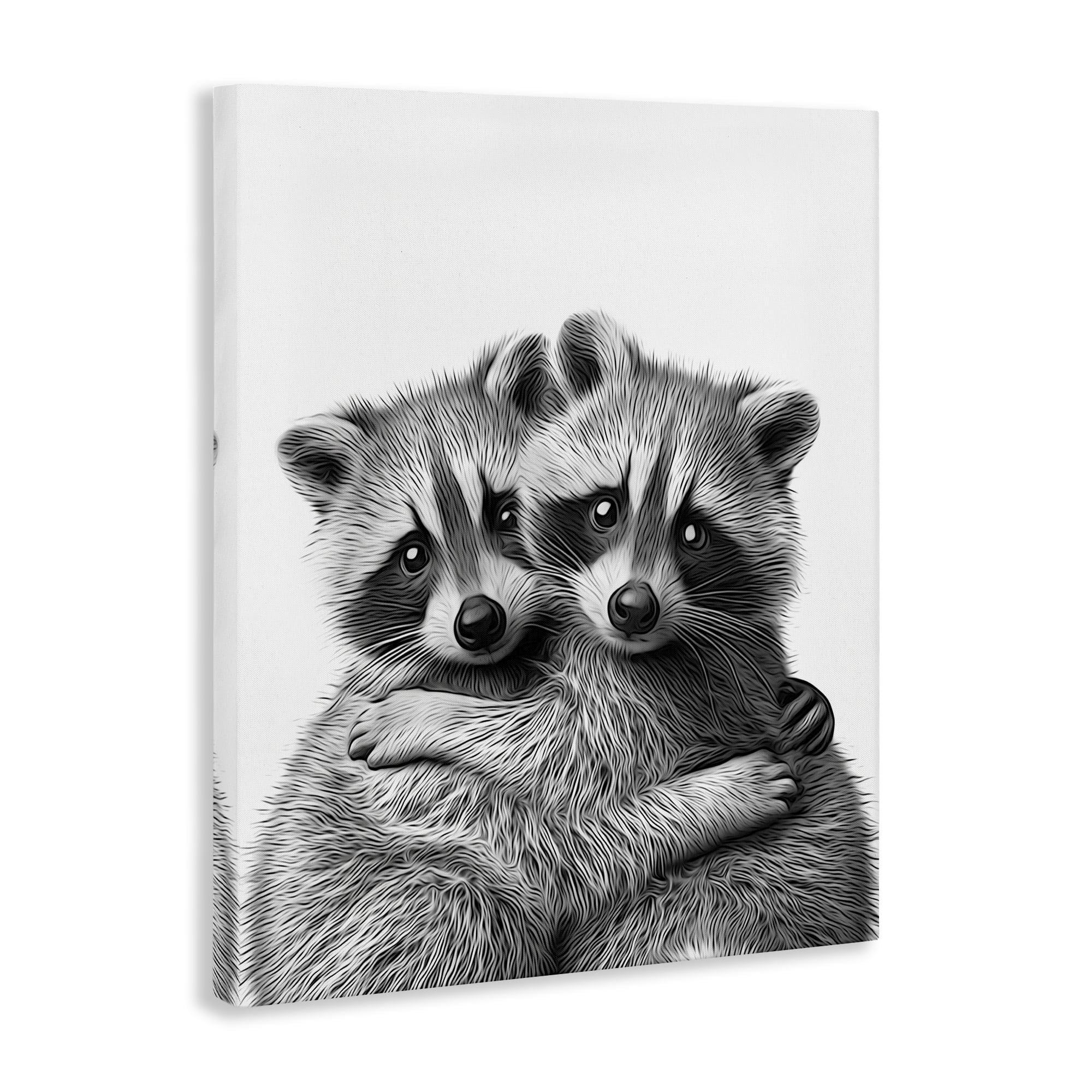 Stupell Industries Two Hugging Raccoons Animals & Insects Painting Gallery Wrapped Canvas Art Print Wall Art, 30 x 40