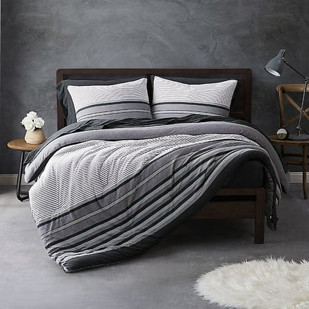 Sean John Knit Stripe Jersey 2-Piece Twin/Twin XL Comforter Set in Grey