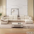 thumbnail image 3 of Elegant Leather Sectional Sofas Sets with Cup Holder, Adjustable Headrests & Bluetooth Speaker - MINGDIBAO Living Room Couches My Lux Decor Round, 3 of 12