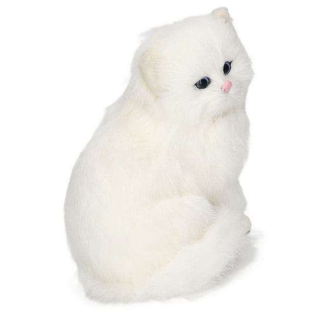 Figurita Mini gato peludo BuyWeekMX figura de gato blanco piel sintética