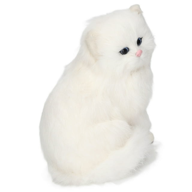 Figurine de Chat à Fourrure Figurine Réaliste Mini Chaton Statue Décorative Chaton en Fourrure Synthétique Animal de Compagnie Farci Réplique