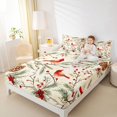 thumbnail image 4 of Feelyou Winter Red Bird Twin Sheet Sets for Kid, Kawaii Christmas Robin Twin Fitted Sheet, Jungle Branches Plant Flat Sheet, Super Cozy Room Decor, 3-Piece, 4 of 7