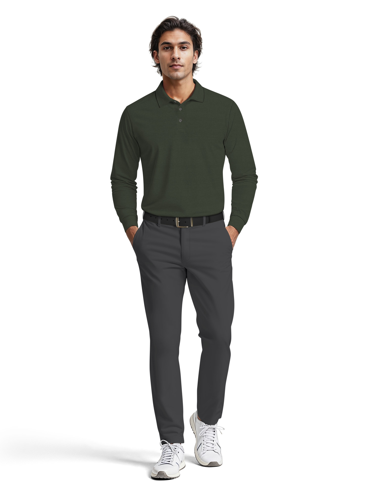 Ben Hogan Men's & Big Men's Performance Long Sleeve Heather Stripe Polo – Moisture Wicking, Easy Care, S-5XL