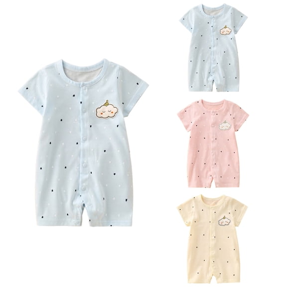 SROBPTY Newborn Boys Girls Rompers Print Short Sleeve Jumpsuit for 0-24M