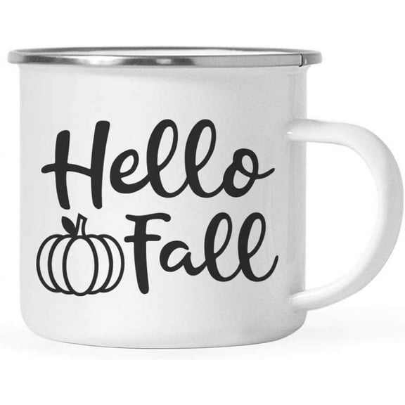 Koyal Wholesale Fall Autumn Season 11oz. Stainless Steel Campfire Coffee Mug Gift, Hello Fall, Hygge Black, 1-Pack