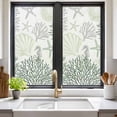 thumbnail image 2 of Static Cling Non Adhesive Window Film, Sage Green Grey Coastal Window Privacy Film Frosted, Summer Beach Coral Shell Ocean Opaque Window Coverings for Small Windows, Home, 17.7 x 39.3 Inches, 2 of 9