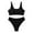 Black, variant on Odeerbi Summer Women's Split Solid Color Skinny Backless Bikini Swimsuit Black