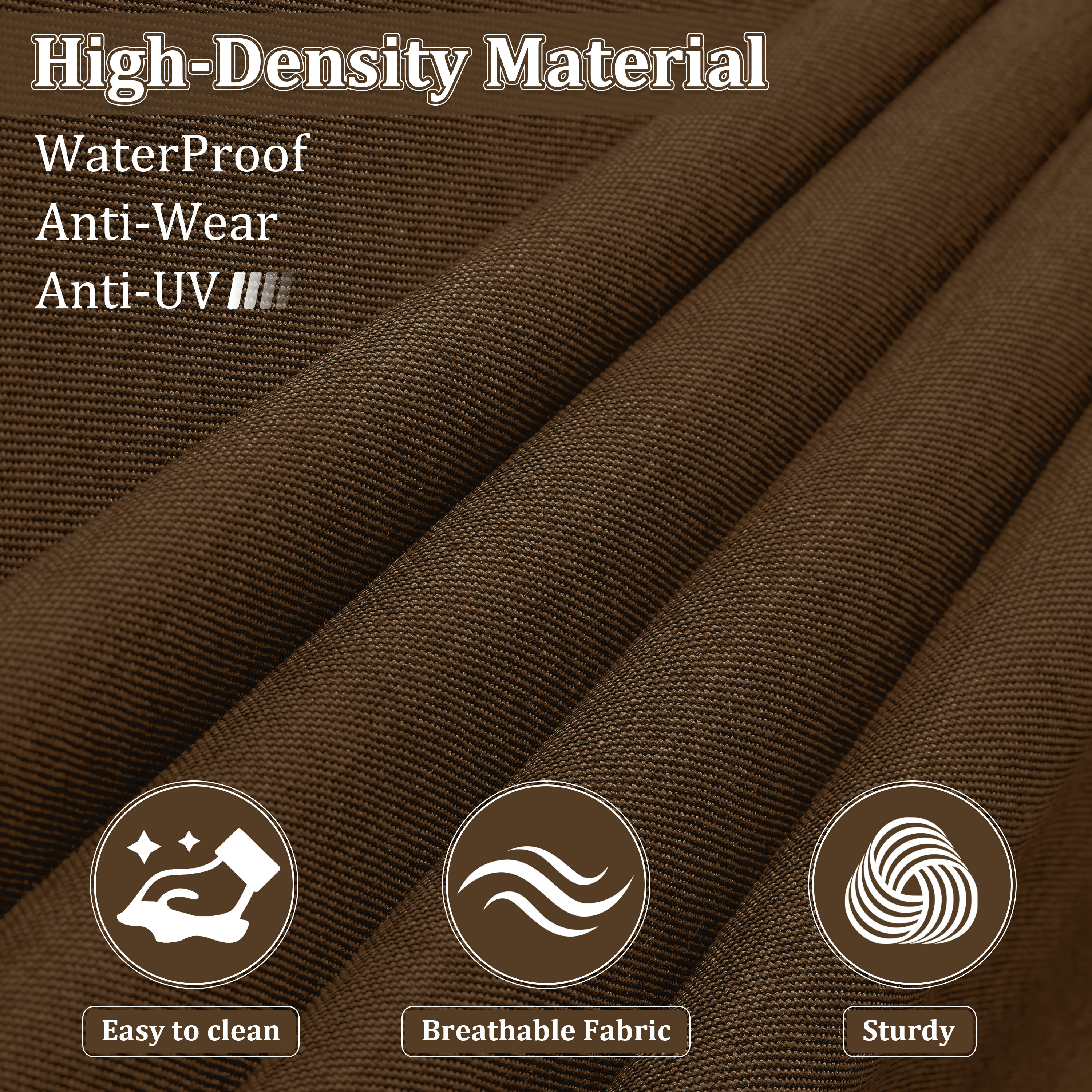 Snubbull 8 Pcs 25.6" x 23.6" Cushion Covers for Patio Furniture, Outdoor Waterproof Cushion Slipcovers Replacement with Zipper, Chocolate
