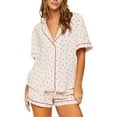 thumbnail image 2 of Musuos Women Summer Pajamas Set Heart Print Short Sleeve Shirts and Shorts 2 Pieces Loungewear Suits Loose Sleepwear Outfits, 2 of 8