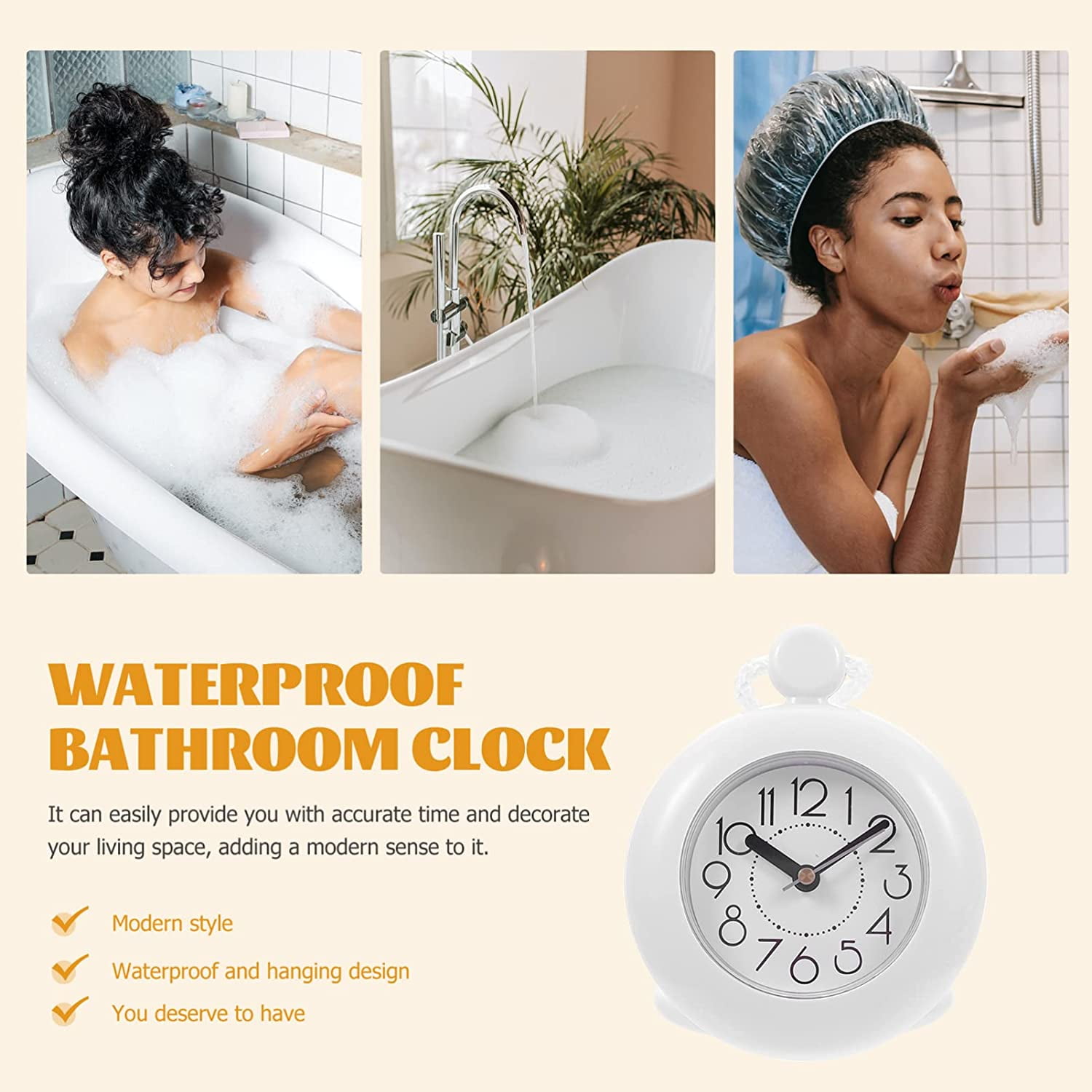 Horloge Murale Numérique étanche - Silencieuse - Pour Salle De Bain Et Cuisine - Design Compact Avec Ventouse - Rose