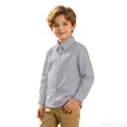 thumbnail image 2 of Fozruso Boys Basic Long Sleeve Shirts Button Down Collared Dress Shirts for Kids Back to School Wear, 2 of 6