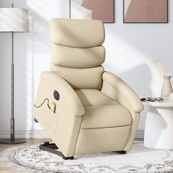vidaXL Electric Stand up Massage Recliner Chair Cream Fabric