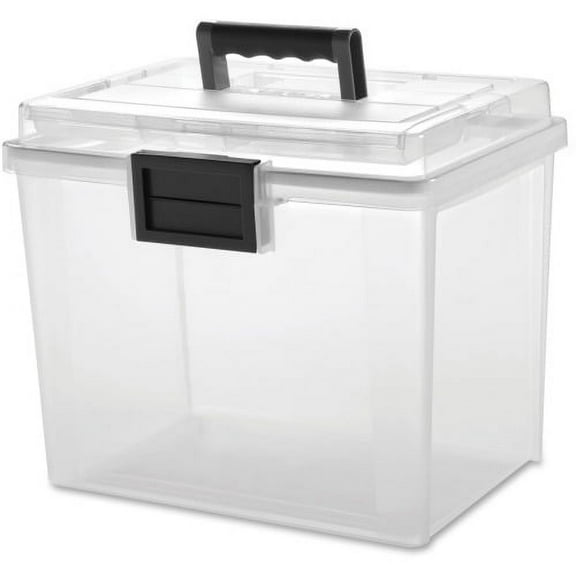 IRIS USA Weathertight Heavy Duty File Box with Organizer Lid, Gray, 4.75 gal