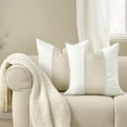 thumbnail image 3 of EVERGRACE Walsh Signature Velvet Panel Cotton Pillow Covers Set of 2, Decorative Pillow Covers 20"x20" for Couch, Square Cushion Cases for Sofa Bedroom Living Room, Off White Pearl, 3 of 8