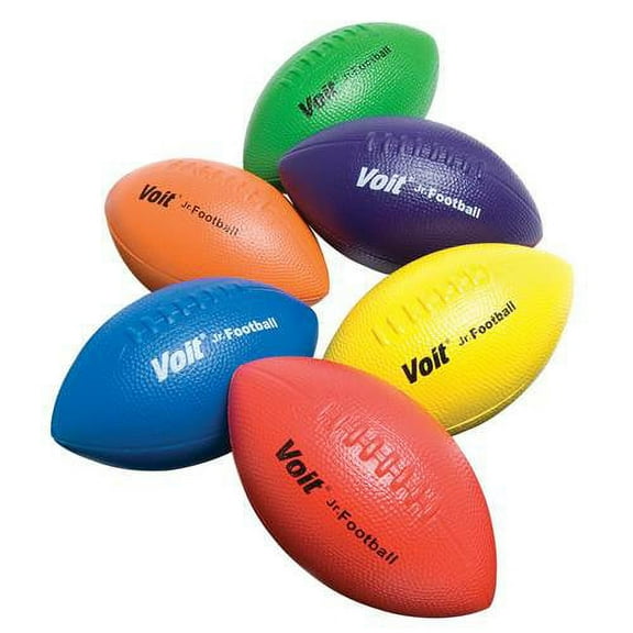 Voit® 9 3/4" Junior Tuff Coated Foam Footballs - Rainbow Set of 6