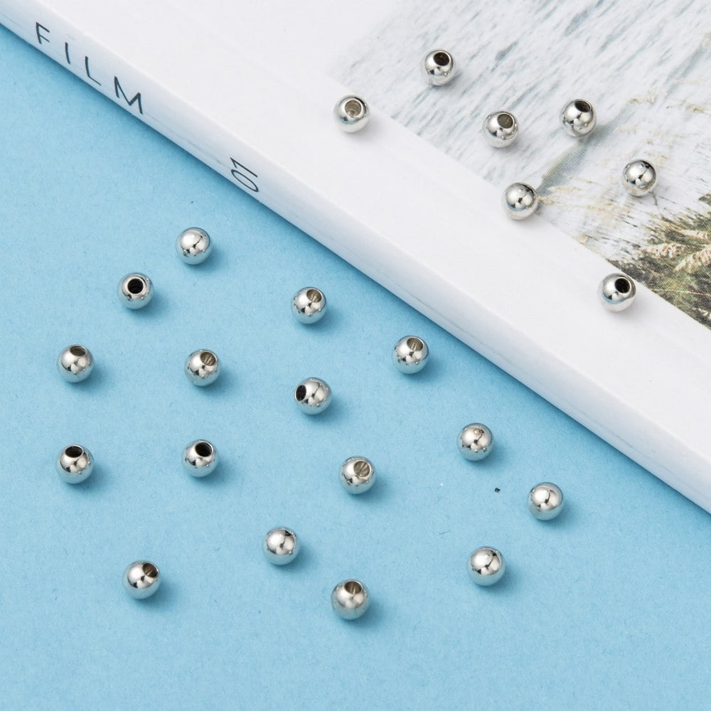 1000pcs Round Brass Cord End Caps Memory Wire End Caps Half Drilled 4mm Hole: 1.6mm
