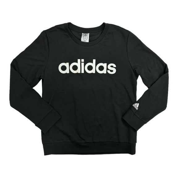 Adidas Women's Essentials Logo Long Sleeve Ribbed Crewneck Sweatshirt (Black, L)