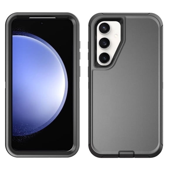 Samsung Galaxy S24 FE Heavy Duty Defender Rugged Belt Clip Holster Case with Clip - Black/Black