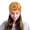 thumbnail image 5 of Milk Silk Knitted Pullover Hat 11×10.6in Double Layer Design Strong Sweat Absorption For Daily Exercise Travel Leopard Skin Print Style Orangered_4, 5 of 8