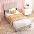 thumbnail image 3 of Sesslife Twin Size Bed Frame with Soft Headboard, Upholstered Platform Bed with Wood Slat Support, Hold 500 LBS, Easy Assembly, 3 of 10