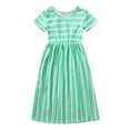 thumbnail image 2 of Toddler Kids Girls Short Sleeve Stripe Dress Summer Casual Loose Dresses Holiday Long Maxi Dress with Pockets, 2 of 6