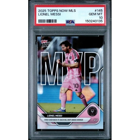 Graded 2025 Topps Now Lionel Messi #145 Soccer Card PSA 10 Gem Mint