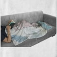 thumbnail image 5 of Vintage Nautical Tattoo Soft Flannel Fleece Throw Blanket, Windjammer Sailboat Dreamy Colors Sea and Sky, Cozy Plush for Indoor and Outdoor Use, 50" x 70", Ivory Pastel Pink, by Ambesonne, 5 of 5