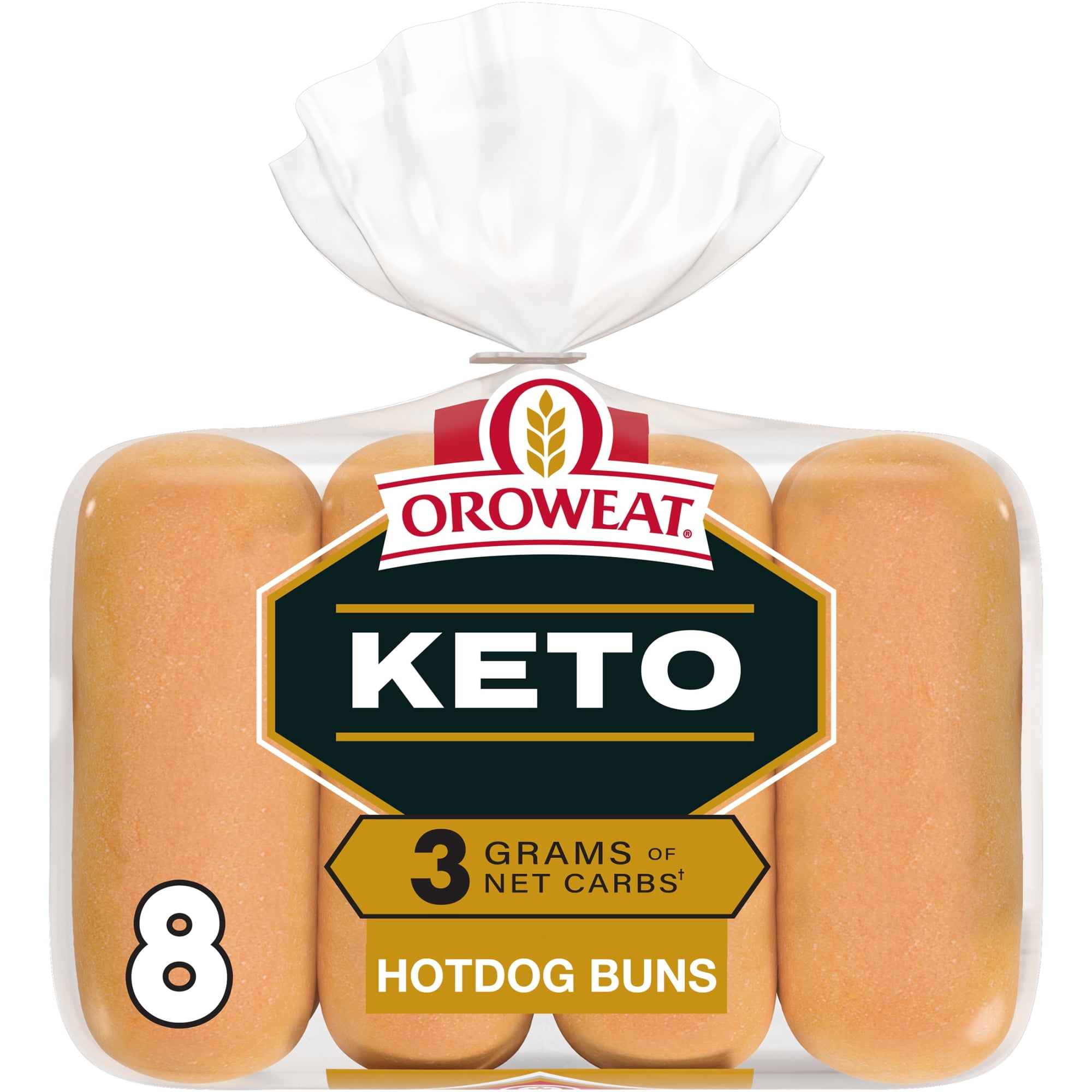Oroweat Keto Buns, 8 count, White Hot Dog Buns, 12 oz Bag